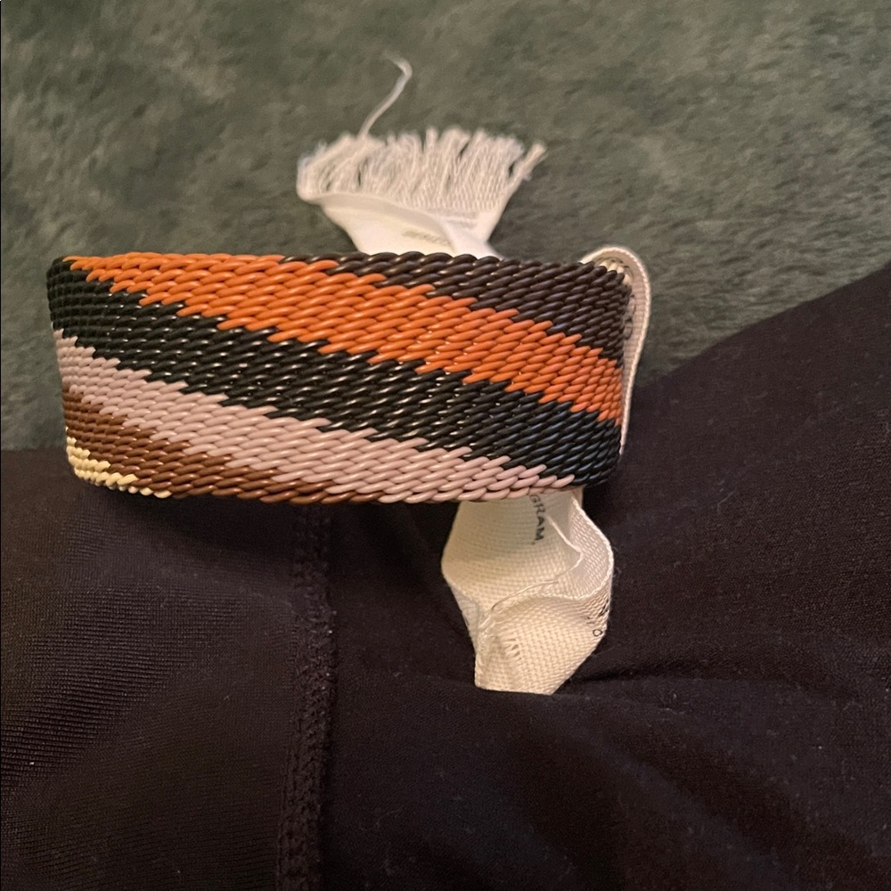 Diane Von Furstenberg Woven Bracelet in Orange, Black, Brown & Cream